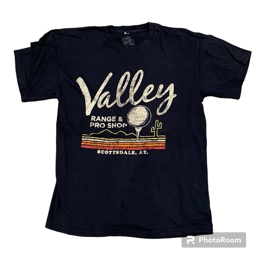 INK Inc. Valley Golf Course TShirt Navy Blue Short Sleeve Size Medium